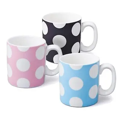 Chunky Polka Dot Mug 0.7 Pint High Quality Dotty Porcelain Mug Pink Blue Black • £10.95