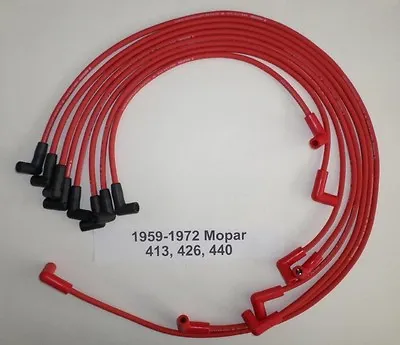 Big Block MOPAR 383-400-413-426-440 1959-72 RED HEI 8mm Hi-Perf Spark Plug Wires • $54.77