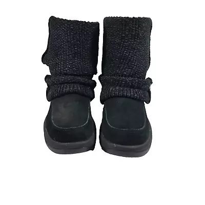 Skechers Tone Ups Boots Shape Ups Women's Size 6 Black Knit Sock Look 38837 • $28.89