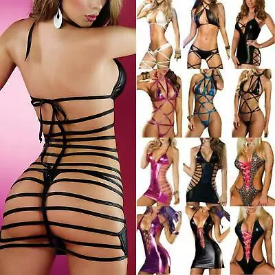 Fishnet Babydoll Sexy Crotchless Bodysuit BodyStocking Lace Lingerie Underwear _ • £4.67