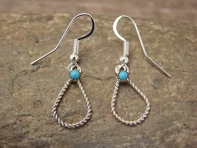 $18.99 • Buy Navajo Sterling Silver Twisted Rope & Turquoise Dangle Earrings - Chee