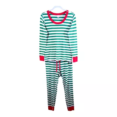Hanna Andersson Organic Cotton Striped Long John Pajama Set Christmas Women's M • $19.99