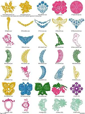 965 CUTWORK AND LACE QUILTING DESIGN SET 3 Embroidery Machine Design Pattern PES • $9.95