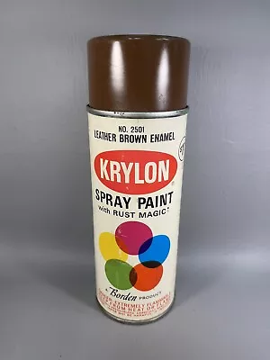 VINTAGE KRYLON SPRAY PAINT CAN NO 2501 LEATHER BROWN ENAMEL PAPER LABEL Look 😀 • $25