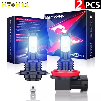 H7+H11 LED Headlight Bulbs 2PC 6000K For Suzuki Hayabusa GSX1300R 2008-2017 2019 • $12.99