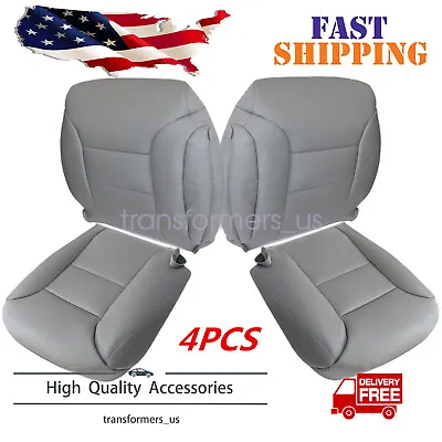 For 1995-1999 GMC Sierra Chevy Tahoe Front Leather Bottom & Top Seat Cover Gray • $200.19