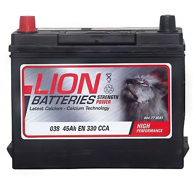 038 Car Battery 12V 3 Year Guarantee 45AH 330CCA 1/1 B12 Spare By Lion • £47.50