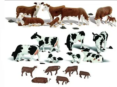 20 Cows - Woodland Scenics Holstein & Hereford Cattle (O Scale) A2724 A2767 • $48