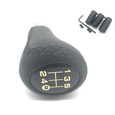 Black Leather 5-Speed Manual Aluminum Transmission Shifter Knob Car Accessories • $14.05