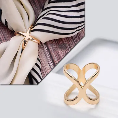 £1.79 • Buy  1PC Women Scarf Ring Clip Holder Golden X Shape Scarves Shawl Buckle Jewelry 