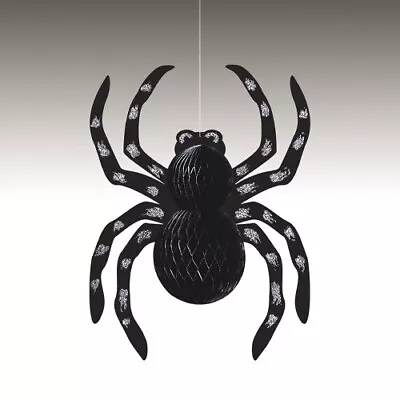 Glitter Honeycomb Spider Halloween Hanging Decoration 35cm • £1.14