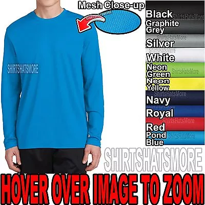 Mens Long Sleeve T-Shirt MOISTURE WICKING DriFit MICROMESH S-XL 2XL 3XL 4XL  • $15.25