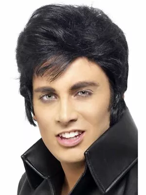 Black Licensed Elvis Wig Quiff Rock N Roll King Fancy Dress Costume Accessory • $23.95