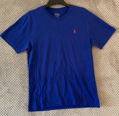 Polo Ralph Lauren T-Shirt Boys 14-16 Large Blue Round Neck Original • £9.90