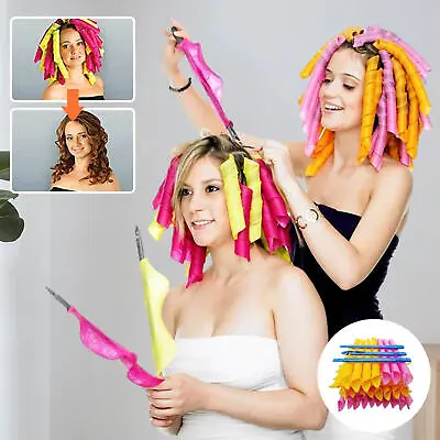 13Pcs Magic Hair Curlers Heatless No Heat Wave Household DIY Set • £10.79