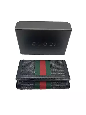 Gucci Key Pouch Sherry Line Denim 6 Key Rings Mint Condition In Box - Authentic • $154