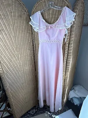 Vintage Girls Dress Prairie Victorian Pink Nadine 70s • $40