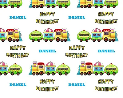 Cute Train Personalised Gift Wrapping Paper Birthday Christmas Easter • £3.49