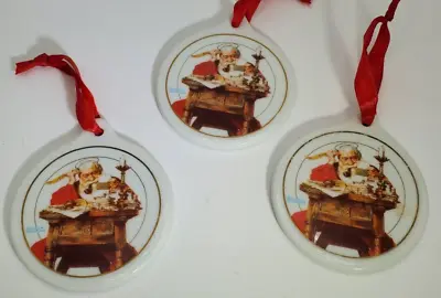 Vintage 1996 Norman Rockwell 'Santa Reading Letters' Christmas Ornament • $8.95