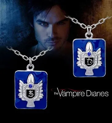 The Vampire Diaries Stefan/Damon Salvatore Blue Enamel Pendant & Chain Set • $12.57