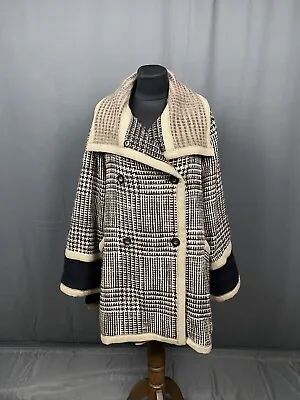 $265 • Buy Missoni Women's Brown Wool Checked Cape Pea Coat Size 46