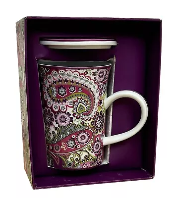 Vera Bradley Very Berry Paisley Porcelain Coffee Mug With Lid • $20.99