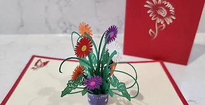Luxury 3D Pop Up Pot Of Flowers.(Mother's DayBirthday Get Well Blank Card) • £3.45
