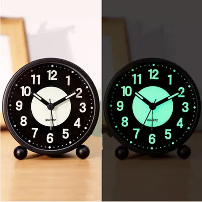 Silent Bedside Alarm Clock With Night Light No Tick Snooze Small Table Clock • $17.99