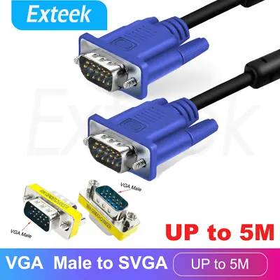 VGA 15Pin Male To SVGA Male Cable Adapter PC Monitor Extension HDTV LCD Screen • $3.65