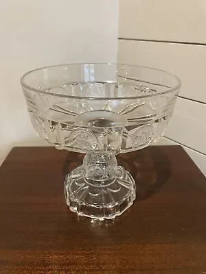 Antique U.S. Coin Glass 8” Compote Central Glass Co. 1892 • $125