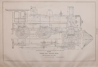 1886 Railway Locomotive Print Standard Heavy Passenger Engine Mason Machine Work • $111.01