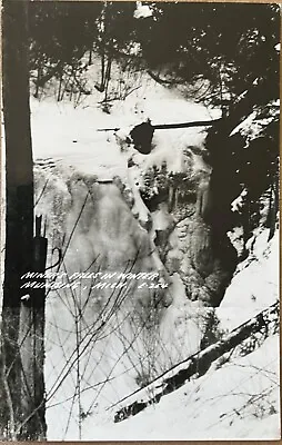 Munising Michigan Miners Falls Winter Ice Vintage RPPC Real Photo Postcard C1940 • $14.20