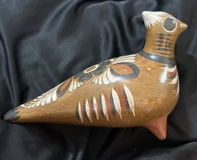 Ceramic Hand Painted Mexican Folk Art Pottery Tonala Bird Figurine 10.5” Brown • $9.99