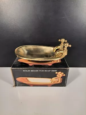 Vintage Solid Brass Tub Soap Dish Trinket Dish Solid Brass New In Box • $14.99