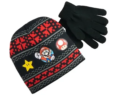 Super MARIO Beanie Hat And Gloves Set NeW Boy's Size Fits Most NWT • $15.99