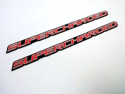 Qty 2 Supercharged Engine Hood Fender Thin Aluminum Emblems Car Truck Boat Red • $11.95