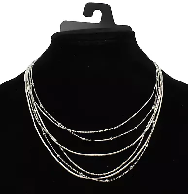 New Silver Tone Multi Strand Necklace By Metal NWT #N2634 • $6.99