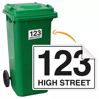 Pack Of 4 Personalised House Number Vinyl Sticker Printed A6 Wheelie Bin Sign • $15