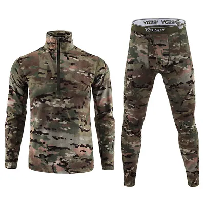 Men's Winter Thermal Underwear Outdoor Tactical Warm Long Johns Sets Hiking Camo • $30.39