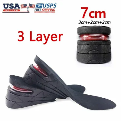 7cm Men Shoe Lift Insole Air Cushion Heel Insert Increase Taller Height 3-Layer • $6.59