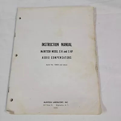 Original McIntosh C-8 C-8P Audio Compensator Instruction Manual • $16