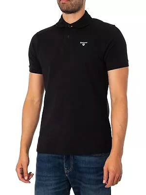 Barbour Men's Tartan Pique Polo Shirt Black • £42.95