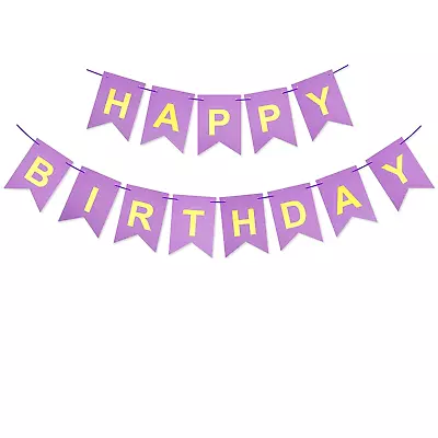 Happy Birthday Bunting Banner Purple Hanging Card Party Decoration Garland • £3.99