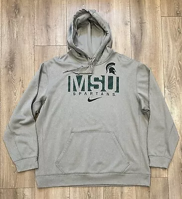 NIKE Therma-Fit Michigan State Spartans Mens Hoodie Pullover Sweatshirt XXL Gray • $29.99