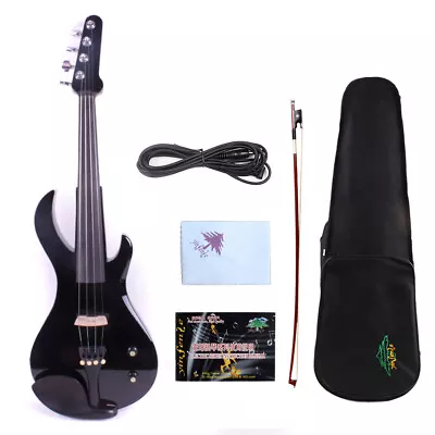 Yinfente Black Electric Violin 4/4  Nice Tone Free Case Solid Wood #EV20 • $252.27