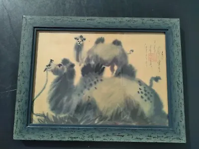 Vintage Signed Chinese Camel Art Airbrush Or Lithograph Print • $40