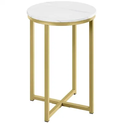 £26.99 • Buy Round End Table With Marble Top, Gold Side Table With Metal Legs For Living Room