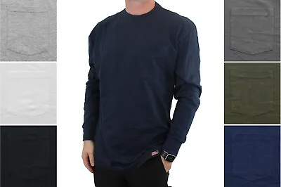 Dickies' Men's Long Sleeve T-Shirt Longer Length Lightweight Crew Neck Pocket • $14.99