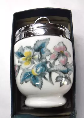 Vintage Royal Worcester Porcelain Silver Egg Coddler Floral England Om31-8 • $27.35