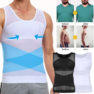 Men Slimming Body Shaper Vest Abs Abdomen Compression Workout Tank Top Sculpting • $18.79